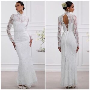 V. Chapman Jules Wedding Dress White Chantilly Lace NWT